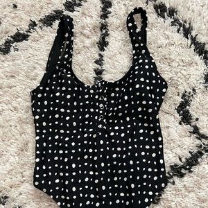 aerie black and white polka dot one piece